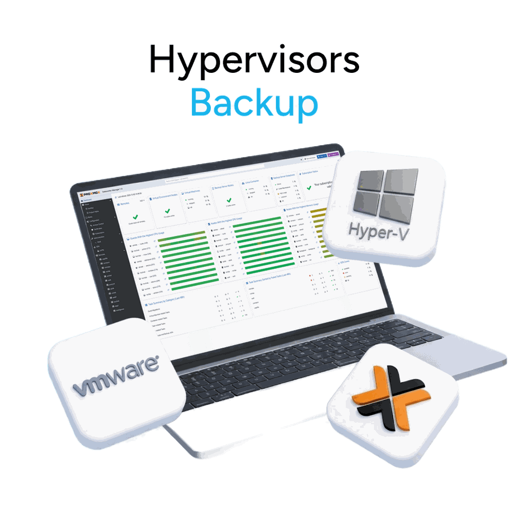 Back-up van hypervisors met Mindtime: virtuele machines op VMware, Hyper-V en Proxmox